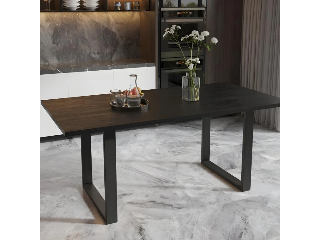 Table à Manger Design Bois Massif NIKO - Table Rectangulaire Noir 200x100 4 Table à Manger Design Bois Massif NIKO - Table Rectangulaire Noir 200x100 – Image 2