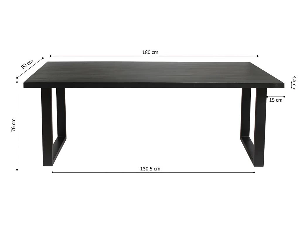Table à Manger Design Bois Massif NIKO - Table Rectangulaire Noir 200x100 7 Table à Manger Design Bois Massif NIKO - Table Rectangulaire Noir 200x100 – Image 5