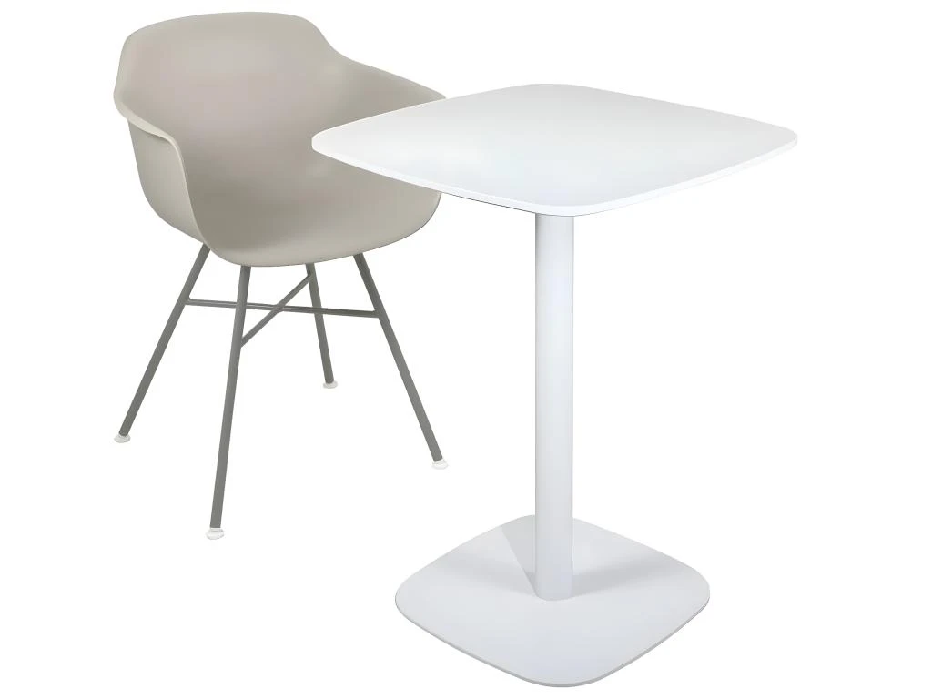Table Bistrot Design Plateau Carré Pied Fixe SILA (Blanc) 5 Table Bistrot Design Plateau Carré Pied Fixe SILA (Blanc) – Image 3