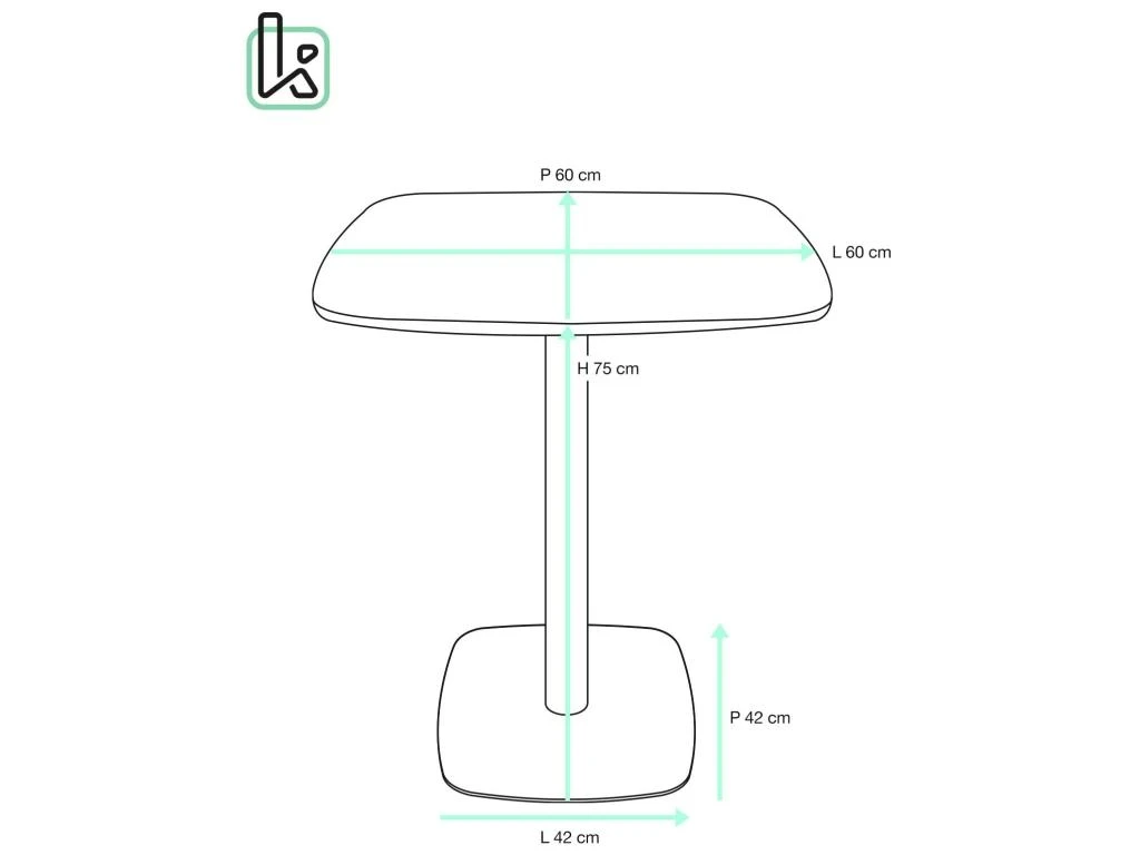 Table Bistrot Design Plateau Carré Pied Fixe SILA (Blanc) 6 Table Bistrot Design Plateau Carré Pied Fixe SILA (Blanc) – Image 4