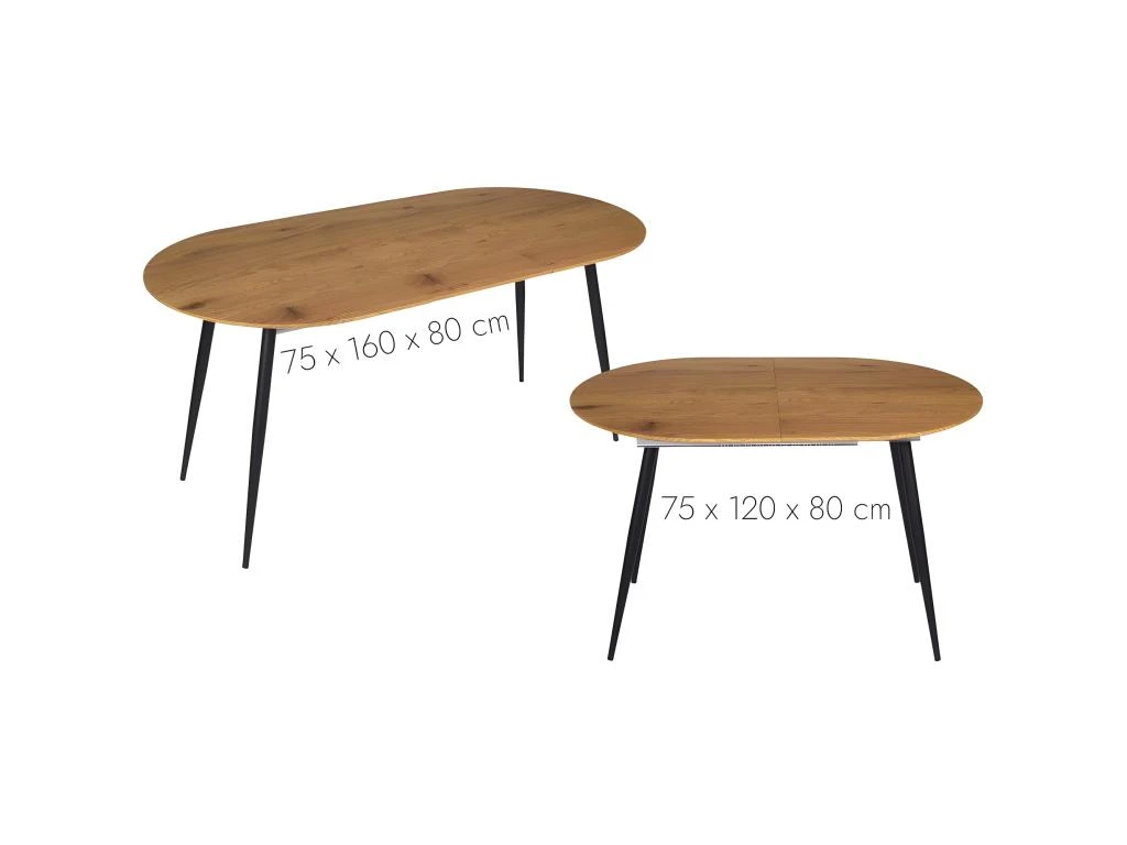 Table Repas Extensible En Métal Et Bois 4 à 6 Personnes 4 Table Repas Extensible En Métal Et Bois 4 à 6 Personnes – Image 2