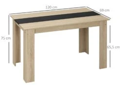 Table à Manger Grand Plateau 4-6 Personnes - Dim. 120L X 69l X 75H Cm - Panneaux Noir Aspect Chêne Clair -Meubles Soldes Boutique table a manger 13614425