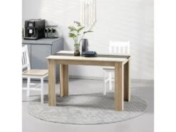 Table à Manger Grand Plateau 4-6 Personnes - Dim. 120L X 69l X 75H Cm - Panneaux Noir Aspect Chêne Clair -Meubles Soldes Boutique table a manger 13614427