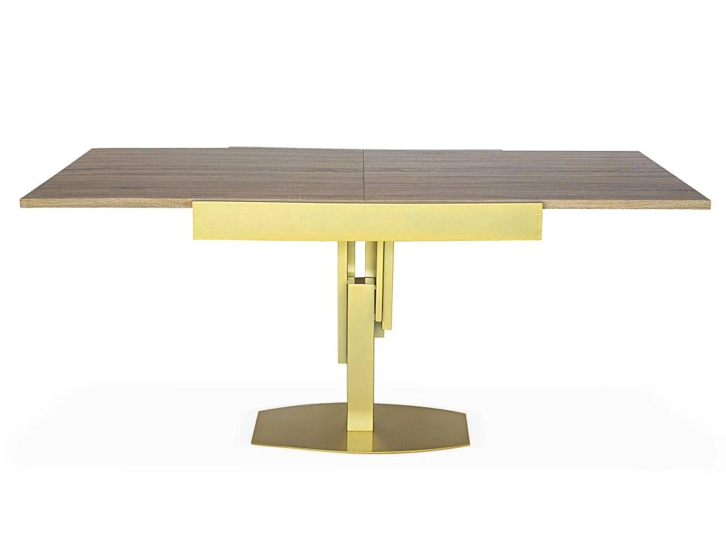 Table Design Carrée Extensible 180cm Mealane Pied Central Or Et Bois Sonoma 4 Table Design Carrée Extensible 180cm Mealane Pied Central Or Et Bois Sonoma – Image 2