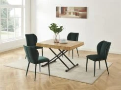 Table Extensible Et Relevable 2 En 1 - MDF Et Acier - Naturel Et Noir - MORIALA -Meubles Soldes Boutique table a manger 13920075