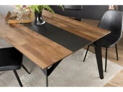 MADISON - Table à Manger Rectangulaire 220x100cm Bois Teck Recyclé Métal Et Pieds Métal Noir -Meubles Soldes Boutique table a manger 14657037