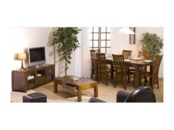 EDEN - Table à Manger Rectangulaire Marron Rallonge 160/200cm Bois Mindi -Meubles Soldes Boutique table a manger 14657051