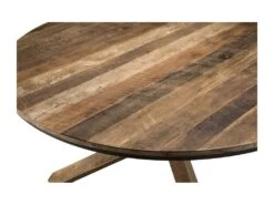 ALIDA - Table à Manger Ronde Marron 130x130cm Pieds Croisés Teck Recyclé Acacia Mahogany Recyclé -Meubles Soldes Boutique table a manger 14657157