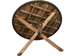 ALIDA - Table à Manger Ronde Marron 130x130cm Pieds Croisés Teck Recyclé Acacia Mahogany Recyclé -Meubles Soldes Boutique table a manger 14657159