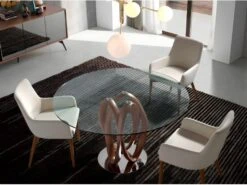 Table à Manger En Verre Trempé Noyer 1021 ANGEL CERDA -Meubles Soldes Boutique table a manger 14718819