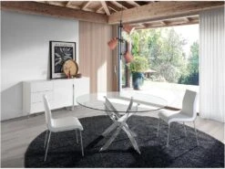 Table à Manger Courbée En Acier Et Verre 1061 ANGEL CERDA -Meubles Soldes Boutique table a manger 14719043