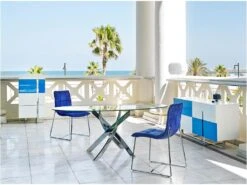 Table à Manger Courbée En Acier Et Verre 1061 ANGEL CERDA -Meubles Soldes Boutique table a manger 14719057