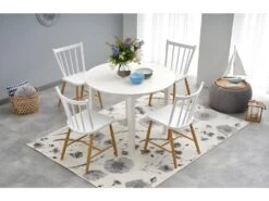 Table à Manger Extensible Ovale 102-142 X 102 X 76 Cm - Blanc -Meubles Soldes Boutique table a manger 17562897