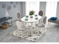 Table à Manger Extensible Ovale 102-142 X 102 X 76 Cm - Blanc -Meubles Soldes Boutique table a manger 17562899