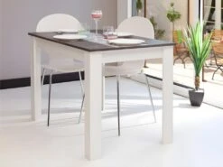 Table à Manger CASSY II - 4 Couverts - Blanc, Plateau Effet Béton -Meubles Soldes Boutique table a manger 176585