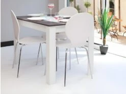 Table à Manger CASSY II - 4 Couverts - Blanc, Plateau Effet Béton -Meubles Soldes Boutique table a manger 176586