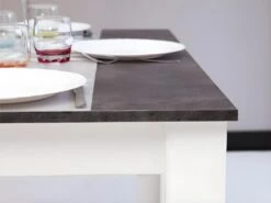 Table à Manger CASSY II - 4 Couverts - Blanc, Plateau Effet Béton -Meubles Soldes Boutique table a manger 176587