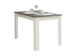 Table à Manger CASSY II - 4 Couverts - Blanc, Plateau Effet Béton -Meubles Soldes Boutique table a manger 176589