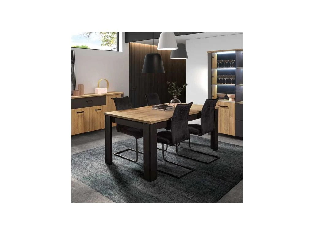 Table De Repas Avec Allonge 180/230 Cm Chêne Naturel/Noir - ARTEMIS 4 Table De Repas Avec Allonge 180/230 Cm Chêne Naturel/Noir - ARTEMIS – Image 2