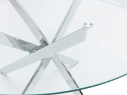 Table à Manger Ronde 4 Couverts En Verre Trempé Et Métal Chromé - Transparent - COSIMA -Meubles Soldes Boutique table a manger 18364889