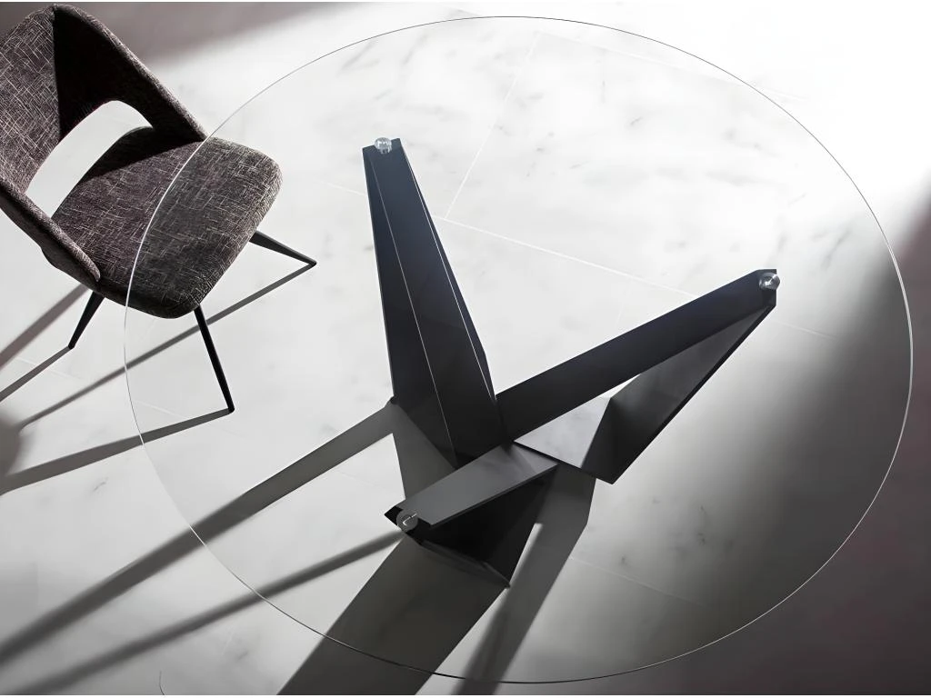 Table à Manger En Acier Noir Et Verre 1045 ANGEL CERDA 6 Table à Manger En Acier Noir Et Verre 1045 ANGEL CERDA – Image 4