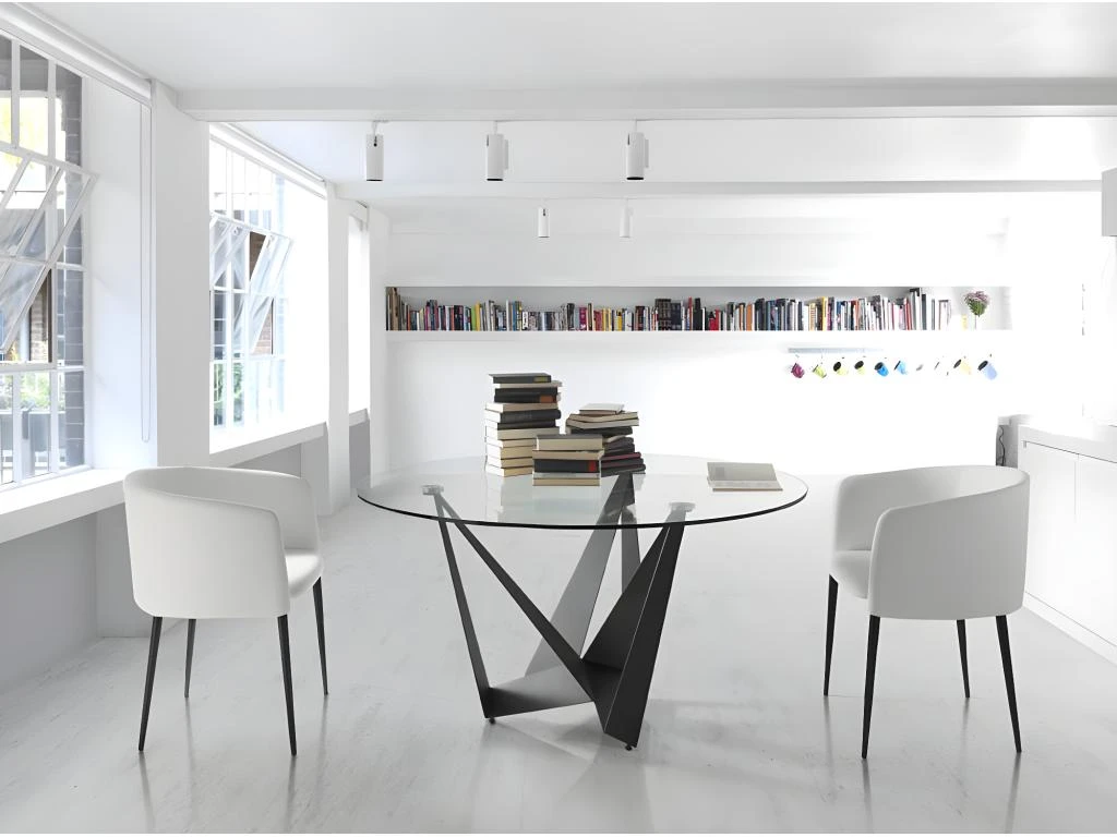 Table à Manger En Acier Noir Et Verre 1045 ANGEL CERDA 8 Table à Manger En Acier Noir Et Verre 1045 ANGEL CERDA – Image 6