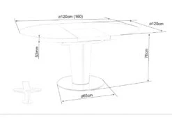 Table à Manger Extensible 120-160 X 120 X 76 Cm - Anthracite -Meubles Soldes Boutique table a manger 18831951