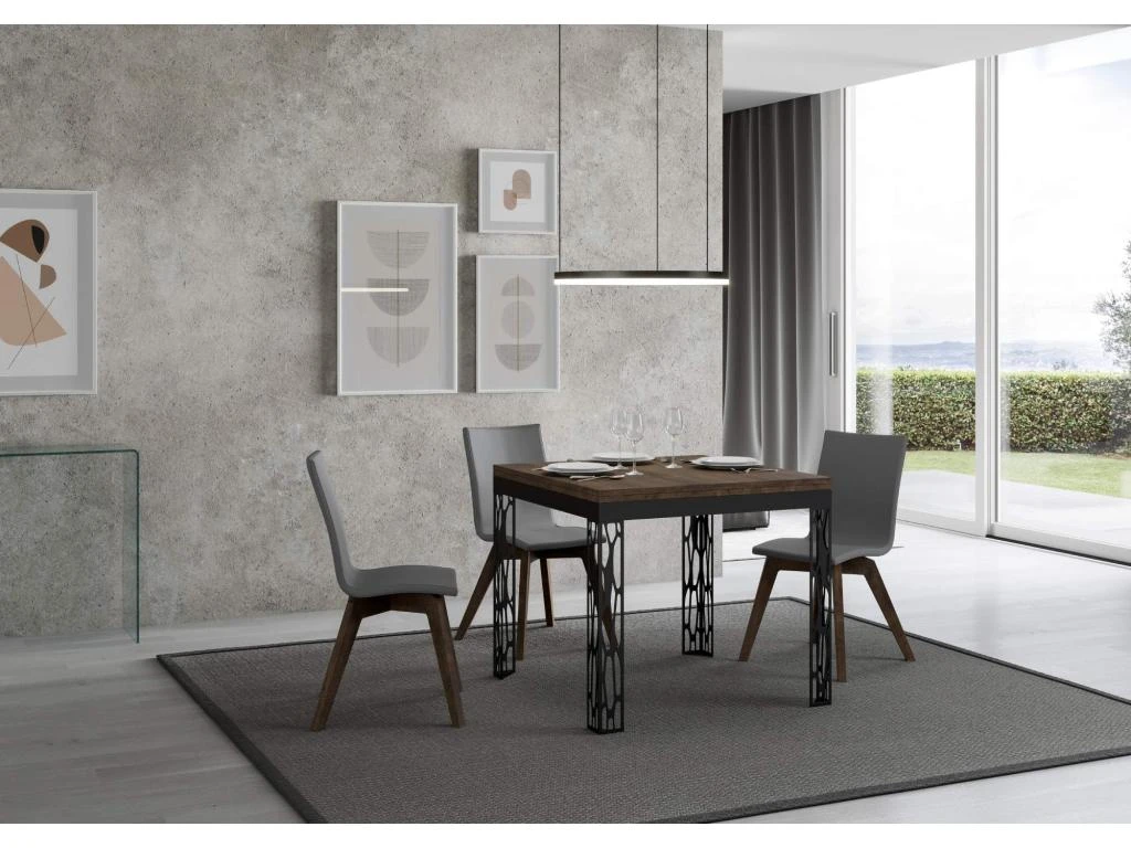 Table Extensible Portefeuille 90x90/180 Cm Ghibli Libra Noyer Cadre Anthracite 4 Table Extensible Portefeuille 90x90/180 Cm Ghibli Libra Noyer Cadre Anthracite – Image 2
