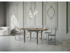 Table Extensible Portefeuille 90x90/180 Cm Impero Librox Noyer Cadre Gris -Meubles Soldes Boutique table a manger 18963799