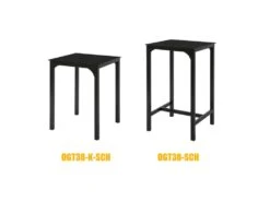 Table à Manger Carrée Noir Plateau En Verre Forme Carrée Pieds En Acier Robuste, OGT38-K-SCH -Meubles Soldes Boutique table a manger 19380649