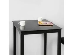 Table à Manger Carrée Noir Plateau En Verre Forme Carrée Pieds En Acier Robuste, OGT38-K-SCH -Meubles Soldes Boutique table a manger 19380659