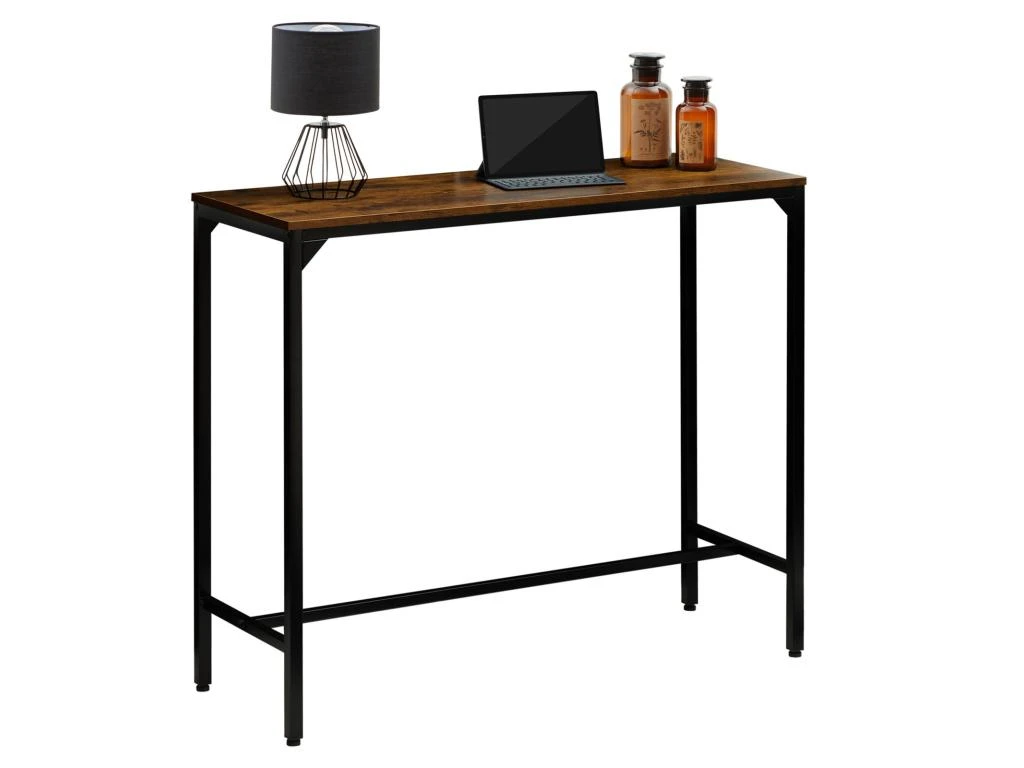 Table Haute De Bar BRAGA Mange-debout Comptoir En Métal Avec Plateau En Fibres De Bois Couleur Brun Rustique 3 Table Haute De Bar BRAGA Mange-debout Comptoir En Métal Avec Plateau En Fibres De Bois Couleur Brun Rustique