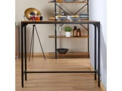 Table Haute De Bar BRAGA Mange-debout Comptoir En Métal Avec Plateau En Fibres De Bois Couleur Brun Rustique 9 Table Haute De Bar BRAGA Mange-debout Comptoir En Métal Avec Plateau En Fibres De Bois Couleur Brun Rustique -Meubles Soldes Boutique table a manger 19791697