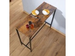 Table Haute De Bar BRAGA Mange-debout Comptoir En Métal Avec Plateau En Fibres De Bois Couleur Brun Rustique 10 Table Haute De Bar BRAGA Mange-debout Comptoir En Métal Avec Plateau En Fibres De Bois Couleur Brun Rustique -Meubles Soldes Boutique table a manger 19791699