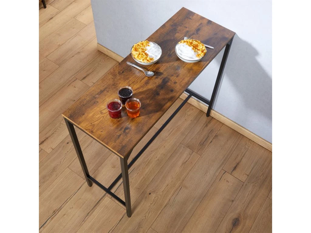 Table Haute De Bar BRAGA Mange-debout Comptoir En Métal Avec Plateau En Fibres De Bois Couleur Brun Rustique 6 Table Haute De Bar BRAGA Mange-debout Comptoir En Métal Avec Plateau En Fibres De Bois Couleur Brun Rustique – Image 4