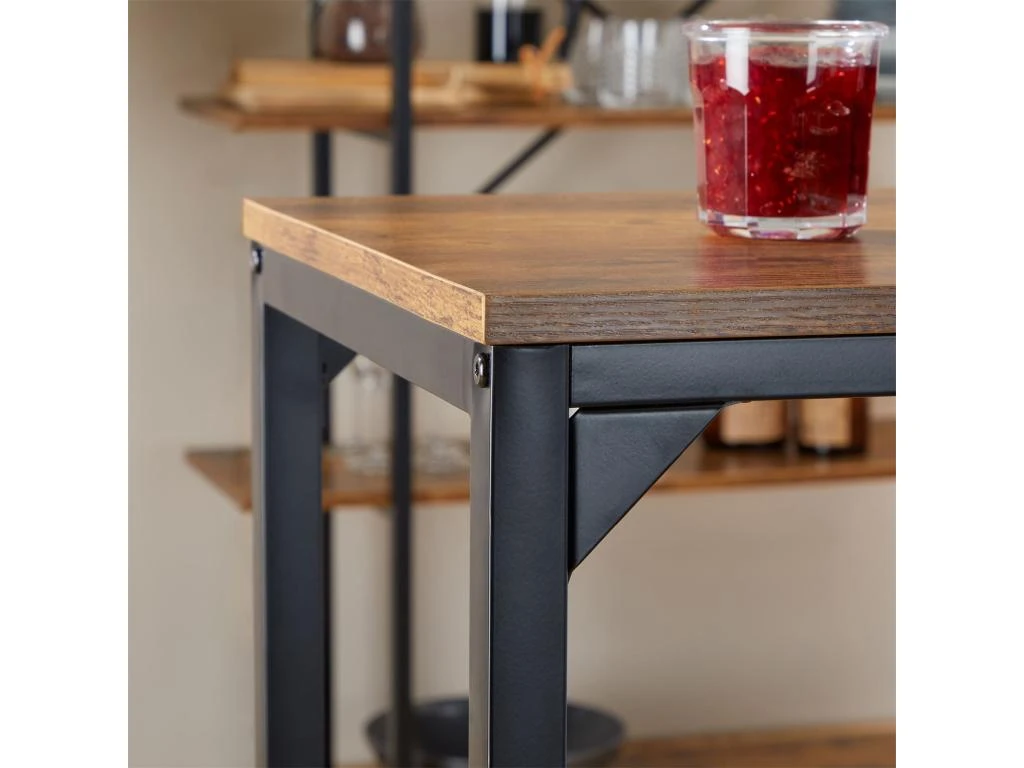 Table Haute De Bar BRAGA Mange-debout Comptoir En Métal Avec Plateau En Fibres De Bois Couleur Brun Rustique 7 Table Haute De Bar BRAGA Mange-debout Comptoir En Métal Avec Plateau En Fibres De Bois Couleur Brun Rustique – Image 5