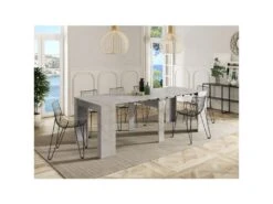 Table Extensible 51/237 Cm Gris Béton - ARSENE - L 51/237 X L 90 X H 78 Cm -Meubles Soldes Boutique table a manger 19824927