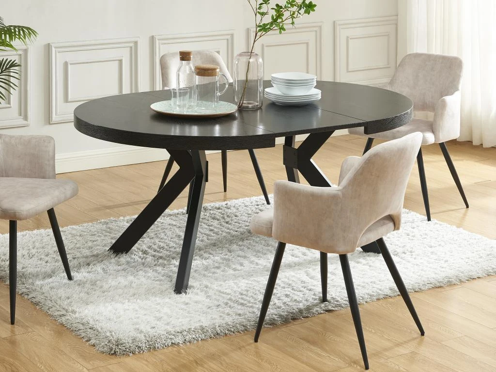 Table à Manger Extensible 4 à 8 Couverts En MDF Et Acier - Noir - KOMONI 6 Table à Manger Extensible 4 à 8 Couverts En MDF Et Acier - Noir - KOMONI – Image 4
