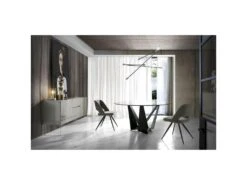 Table à Manger Base Acier Et Verre Trempé -Meubles Soldes Boutique table a manger 21090027