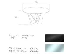 Table à Manger Base Acier Et Verre Trempé -Meubles Soldes Boutique table a manger 21090031