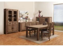 Alana Table De Salle à Manger 100x200 Cm, En Bois D'acacia Teinté Brun Avec Espace Pour 2 Extensions. -Meubles Soldes Boutique table a manger 22114821