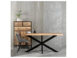 Table De Repas Rectangulaire 160 Cm Bois Brut/Noir - AMANDIA