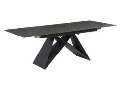 Table à Manger Extensible LIBSY - 6 à 8 Couverts - Céramique Et Métal - Noir -Meubles Soldes Boutique table a manger 400123