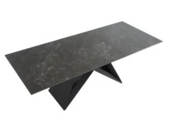 Table à Manger Extensible LIBSY - 6 à 8 Couverts - Céramique Et Métal - Noir -Meubles Soldes Boutique table a manger 400129