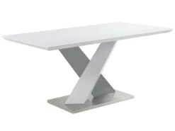 Table à Manger SALVA - 6 Couverts - MDF Laqué - Blanc Et Anthracite -Meubles Soldes Boutique table a manger 493037