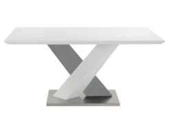 Table à Manger SALVA - 6 Couverts - MDF Laqué - Blanc Et Anthracite -Meubles Soldes Boutique table a manger 493041