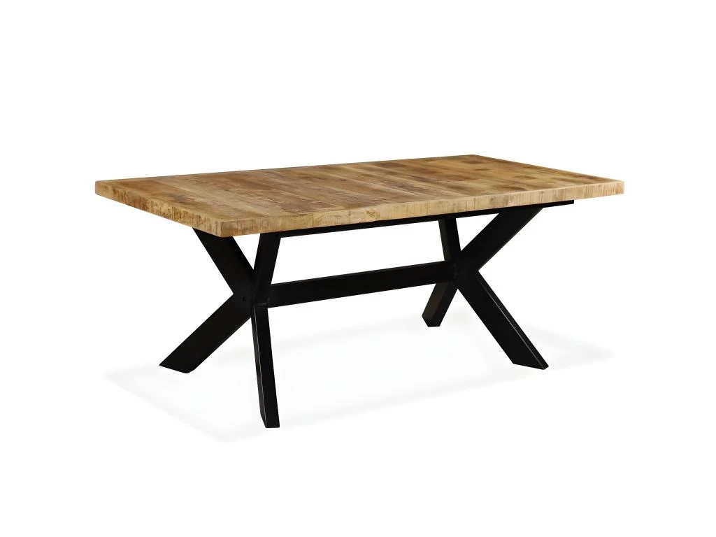Table De Salon Salle à Manger Design Bois De Manguier Solide Et Acier 180 Cm 0902175 3 Table De Salon Salle à Manger Design Bois De Manguier Solide Et Acier 180 Cm 0902175