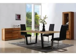 Table Repas "Hollywood" - 200 X 100 X 76 Cm - Couleur: Chêne / Noir -Meubles Soldes Boutique table a manger 9539885