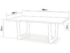 Table Repas "Hollywood" - 200 X 100 X 76 Cm - Couleur: Chêne / Noir -Meubles Soldes Boutique table a manger 9539887
