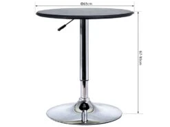 Table De Bar Table Bistro Chic Style Contemporain Table Ronde Hauteur Réglable 67-93 Cm Ø 63 Cm Plateau Pivotant 360° Métal Chromé PVC Noir -Meubles Soldes Boutique table a manger 9540789